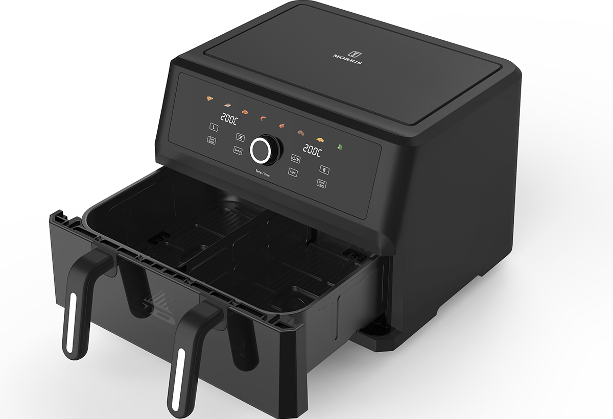 Απεικονίζει το κάδο της φριτέζας ανοιχτό